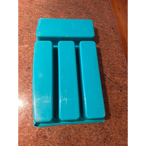 Mid Century Turquoise Cutlery Tray Frem Corp. Vintage Plastic Retro Kitchen - Picture 2 of 4